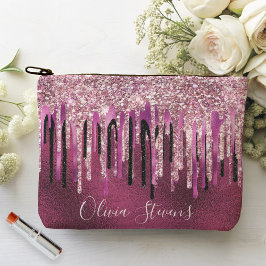 Chic shock rosa svartborrning glitter monogram