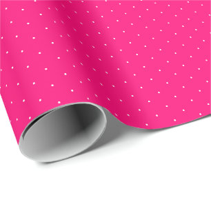 Chic shock rosa, vit, liten polka dots mönster presentpapper