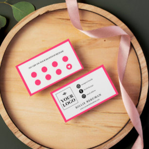 Chic Shock rosa White Social Media & Loyalty Visitkort