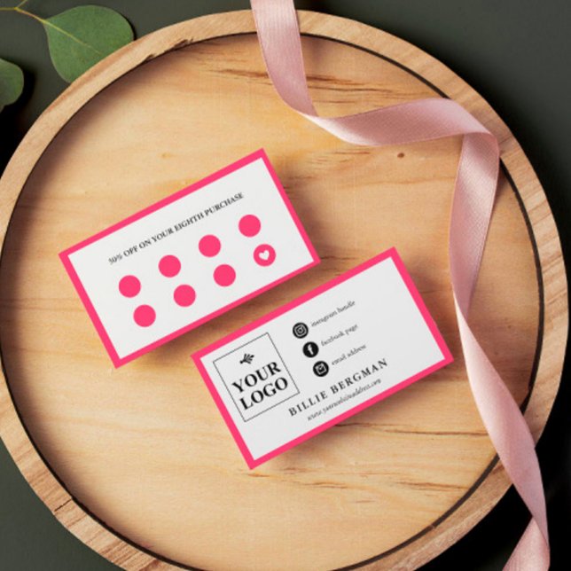 Chic Shock rosa White Social Media & Loyalty Visitkort (Skapare uppladdad)