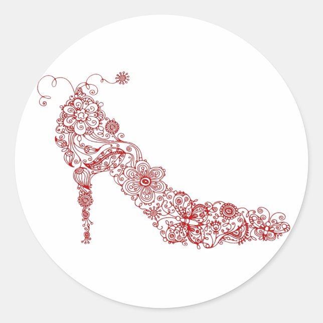 Chic Shoe ~ Stickers Runt Klistermärke (Framsida)
