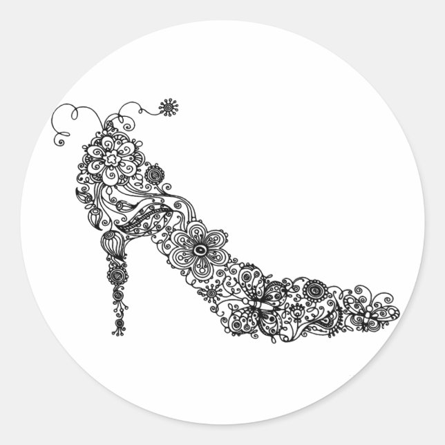 Chic Shoe ~ Stickers Runt Klistermärke (Framsida)