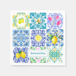 Chic Sicilian azulejo Amalfi Mediterranean Tiles Pappersservett