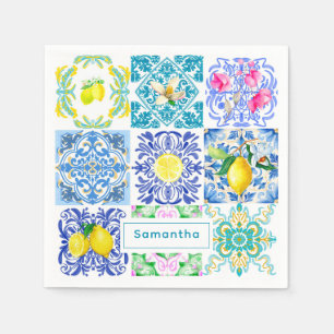 Chic Sicilian azulejo Amalfi Mediterranean Tiles Pappersservett