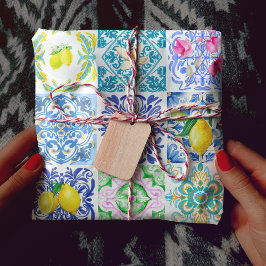 Chic Sicilian azulejo Amalfi Mediterranean Tiles Presentpapper