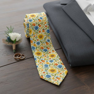 Chic siciliansk färgrik blommig solrosmönster slips