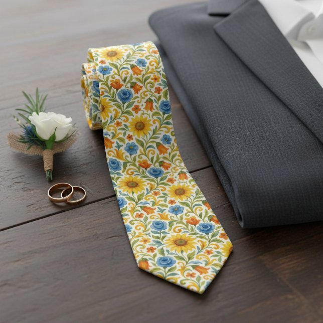 Chic siciliansk färgrik blommig solrosmönster slips (Skapare uppladdad)