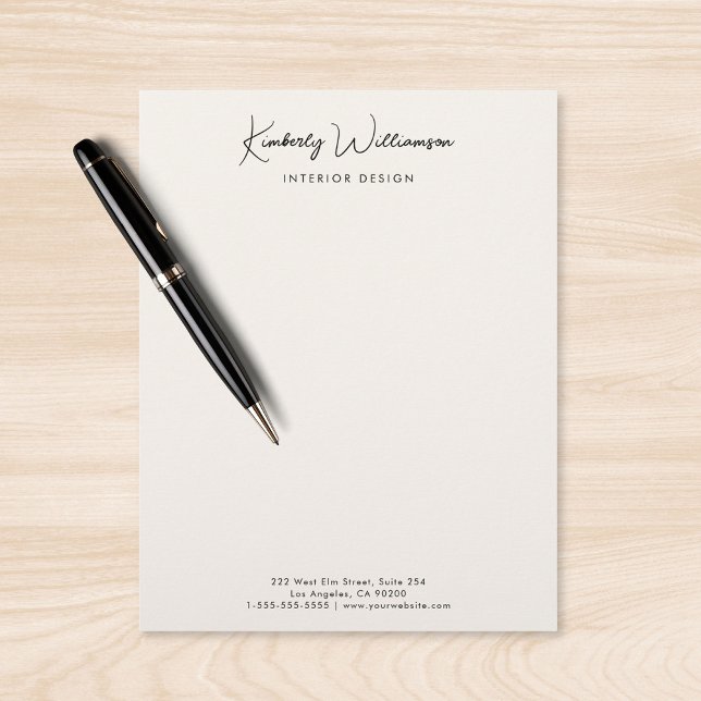 Chic Signature Script Business Name Cream Brevhuvud (Chic Signature Script Business Name Cream Letterhead)