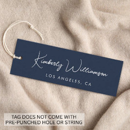 Chic signaturskript Blå hängande etikett Mini Visitkort