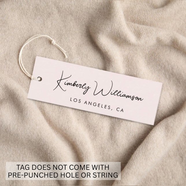 Chic signaturskript Rosa hängande etikett Mini Visitkort (Empower your name in our signature script as your logo and brand identity)