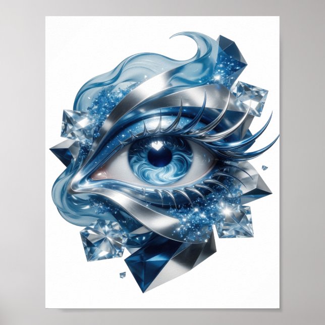 Chic Silver ABSTRAKT KONST Konsttryck v2 Poster (Framsidan)