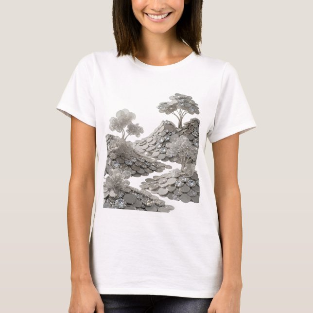 Chic Silver ABSTRAKT KONST Konsttryck v2 T Shirt (Framsida)