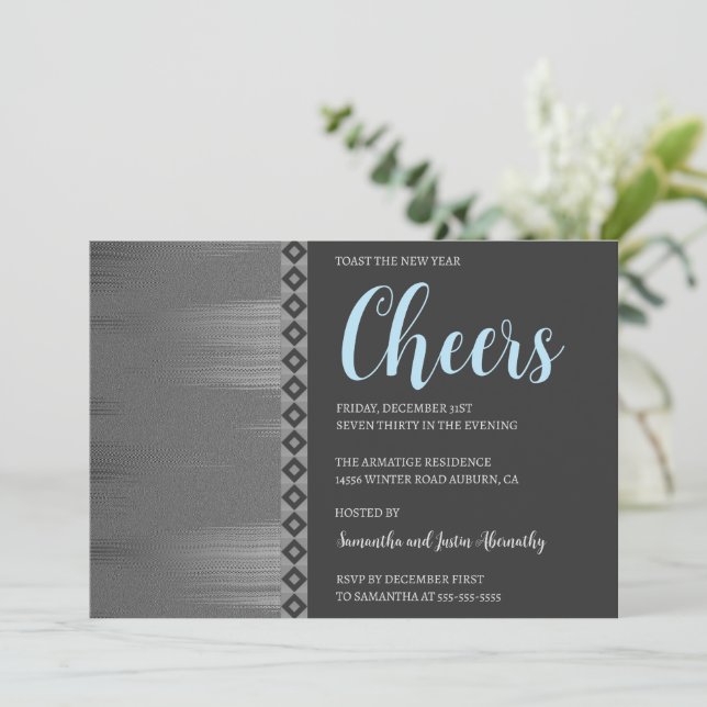 Chic Silver Art Deco - inbjudan för nya år (Stående Fram)
