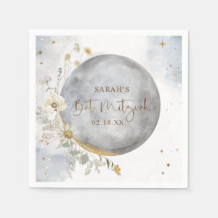 Chic Silver, blått, Guld Celestial Måne Bat mitzva Pappersservett