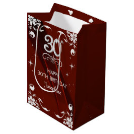 Chic Silver Blommigt Ram Burgundy 30års födelsedag