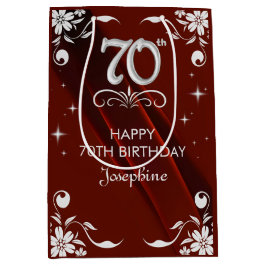 Chic Silver Blommigt Ram Burgundy 70:e födelsedage