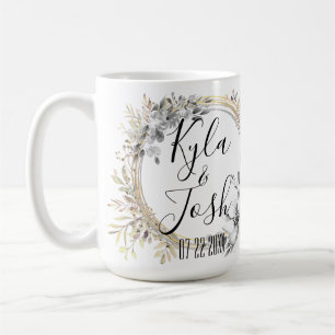 Chic Silver Blommigt Utandning Bröllop Personlig Kaffemugg