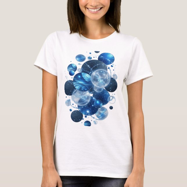 Chic Silver BLUE STARS Grafisk T-shirt (Framsida)