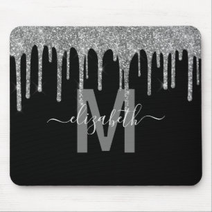 Chic Silver-drivning Glitter Monogram Namn Musmatta