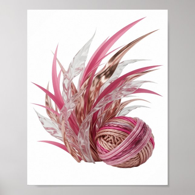 Chic Silver FANCY ROSA OCH GULD KORDON Djärv Desig Poster (Framsidan)