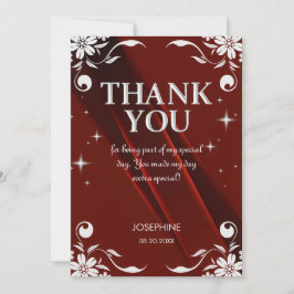 Chic Silver Floral Frame Burgundy 50th Birthday Tack Kort