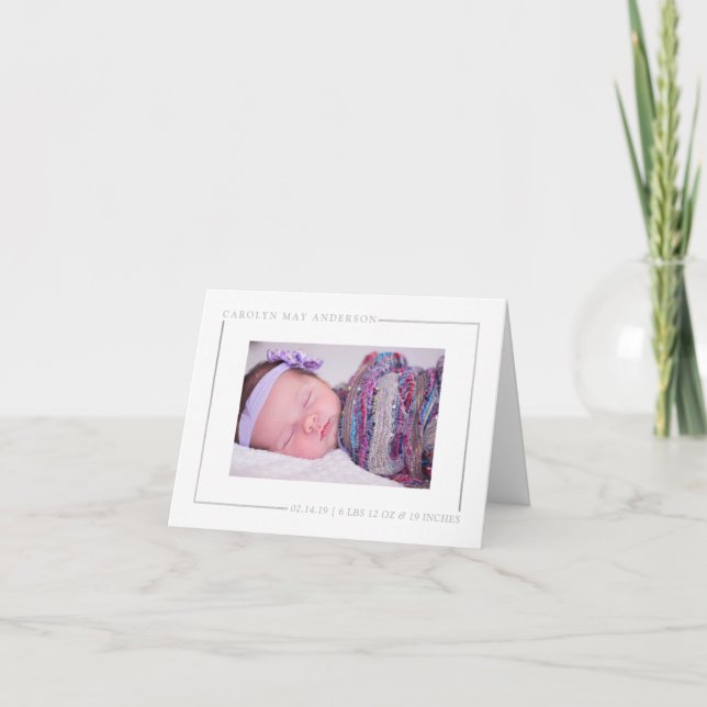 Chic Silver Foil Birth Notice Helgkort (Framsida)
