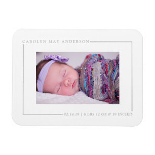 Chic Silver Foil Birth Notice Magnet