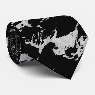 Chic Silver Foil Black Marble Neck Tie Slips