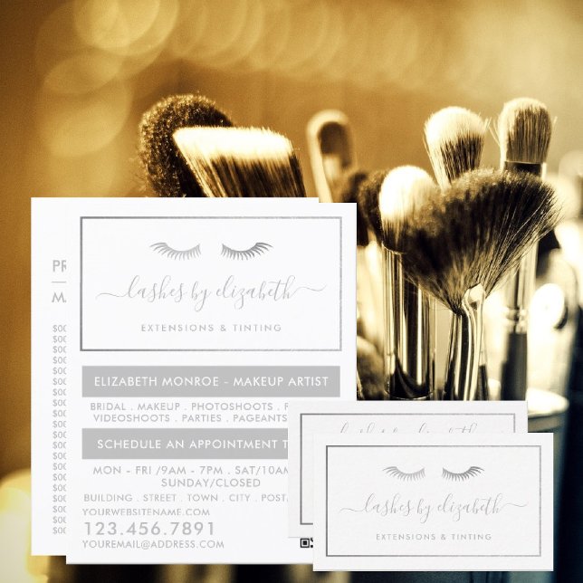 Chic Silver Foil Lash Beauty Makeup Artist Flyer (Skapare uppladdad)