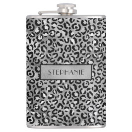 Chic Silver Foil Leopard Print Personlig Fickplunta