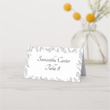 Chic Silver Foil Löv Reception Place Card