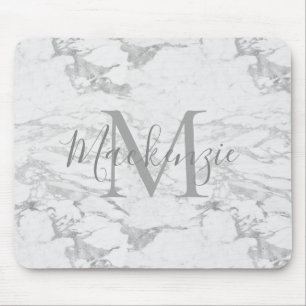 Chic Silver Foil Marble Monogram Musmatta