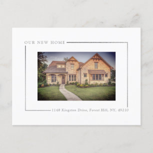 Chic Silver Foil Photo New Home Flytta Meddelande Vykort