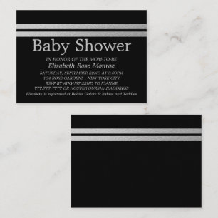 Chic Silver Foil Rand, Black Baby Shower Biljett