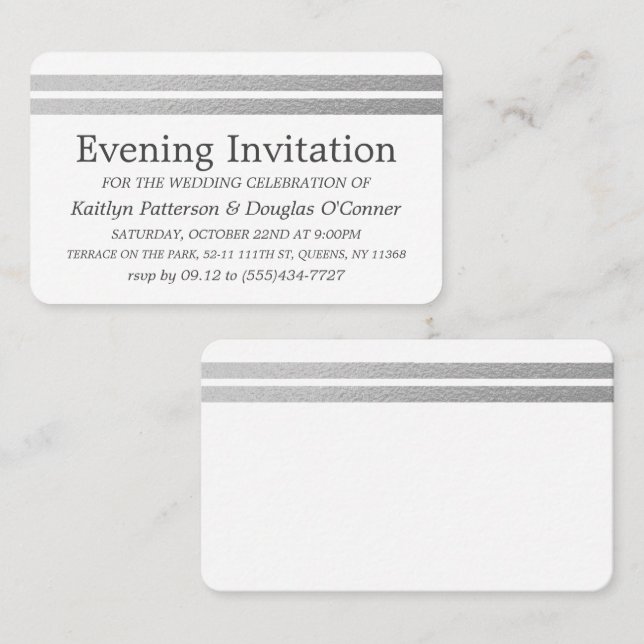 Chic Silver Foil Rand Evening Event Biljett (Fram/baksida)