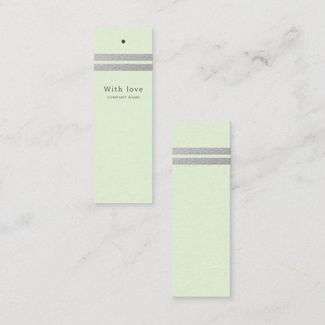 Chic Silver Foil Rand | Märkre för Mint Grönt Gift Mini Visitkort (Fram/baksida)