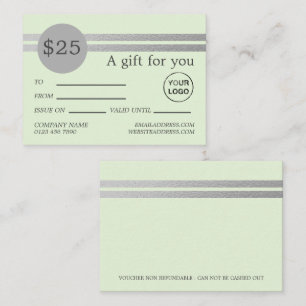 Chic Silver Foil Rand Mint Grönt Gift-kort Visitkort