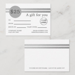 Chic Silver Foil Rand Vita presentkort Visitkort