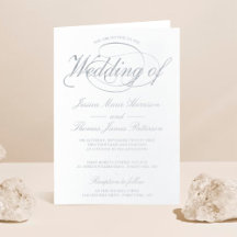 Chic Silver Foil Script Folded Wedding-inbjudan