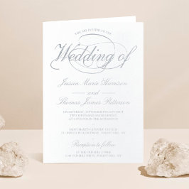 Chic Silver Foil Script Folded Wedding-inbjudan Folierat Kort