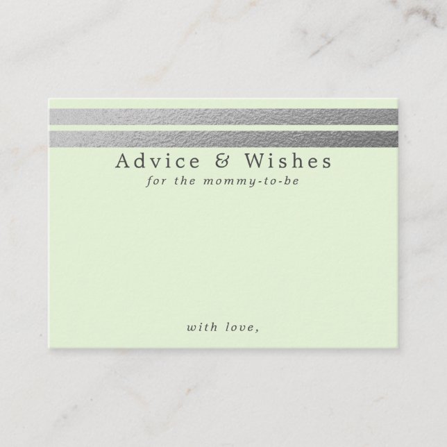 Chic Silver Foil Stripes | Mintgröna rådkort Tilläggskort (Framsida)
