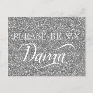 Chic Silver Glitter Dama Quinceanera Dama Frieri Inbjudan Vykort
