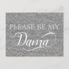 Chic Silver Glitter Dama Quinceanera Dama Frieri Inbjudan Vykort