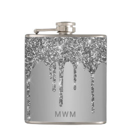 Chic Silver Glitter Drives Gnistra Monogram 6 oz Fickplunta