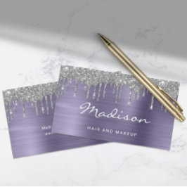 Chic Silver Glitter Drives Stylist Visitkort