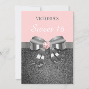 Chic Silver Glitter födelsedag Inbjudningar