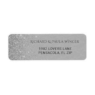 Chic Silver Glitter Gnistra Glam Grått Returadress Etikett