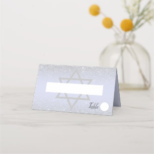 Chic silver glitter, manuslavender Bat mitzvah Placeringskort