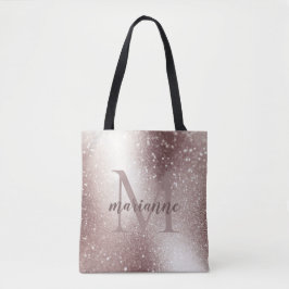 Chic Silver Glitter Monogram Anpassat Namn Tygkasse
