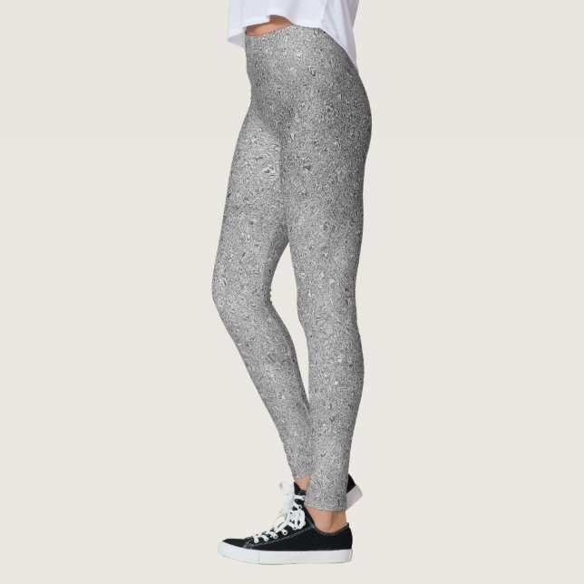 Chic silver glitterfolie glans leggings (Vänster)